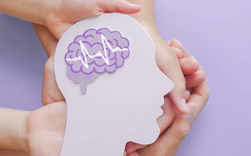 Hands holding a brain image