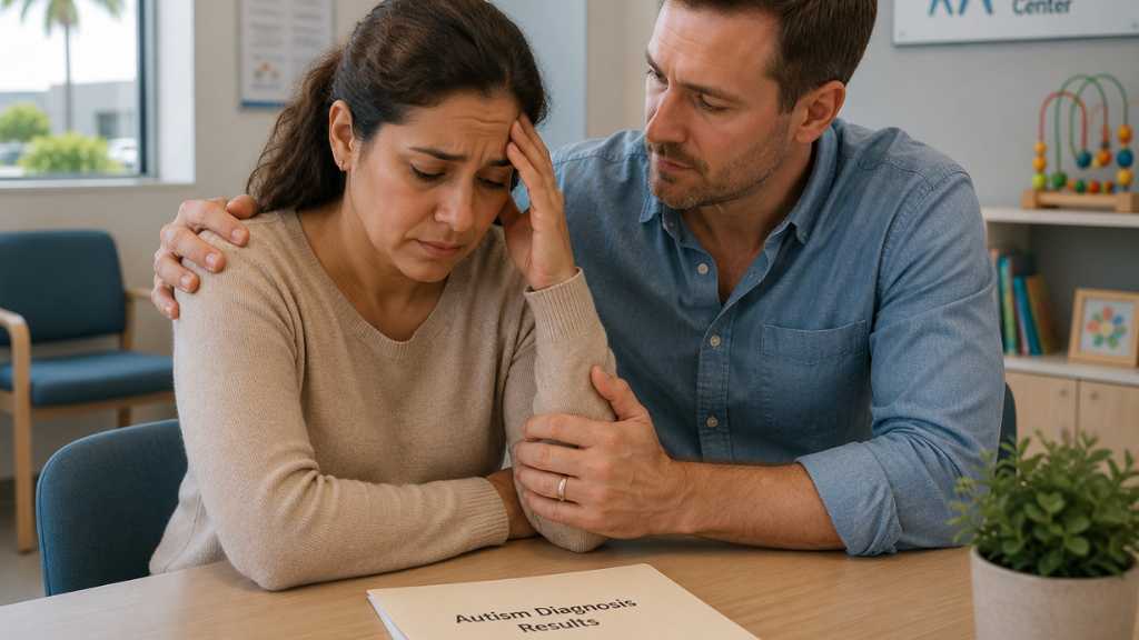 5 stages of grief in autism parent supporting wife after receiving the autism diagnosis for their child